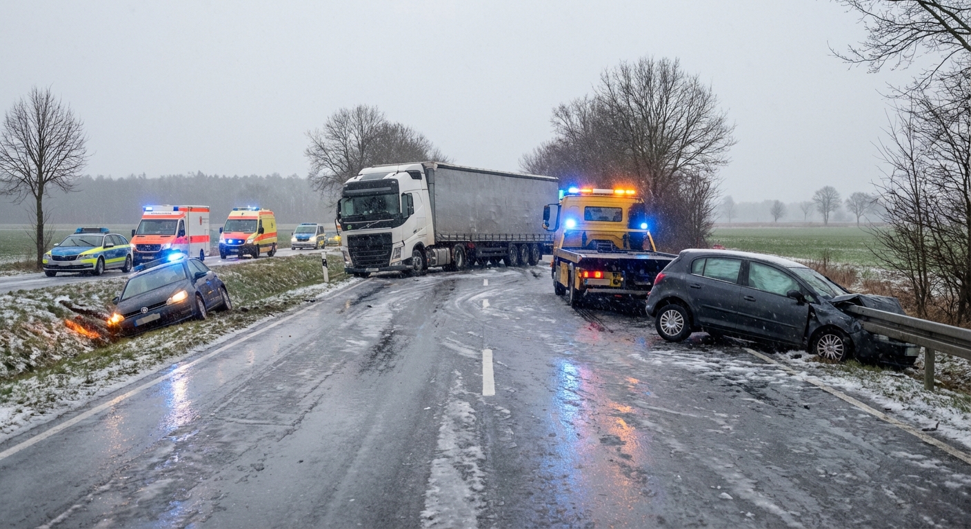 Glätte in Niedersachsen: Reihe von Unfällen auf spiegelglatten Straßen