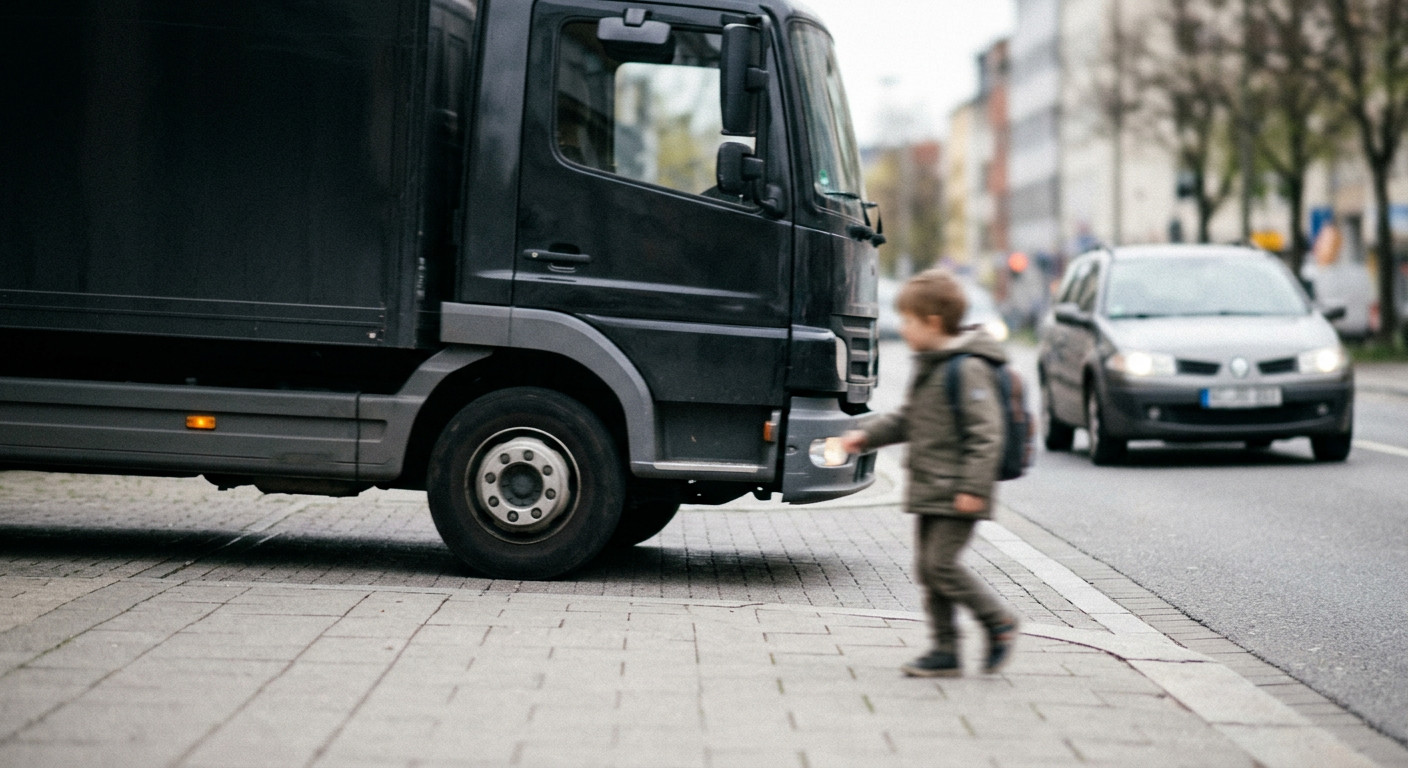 Urteil: Lkw blockiert Gehweg – Kind weicht aus und wird auf Straße erfasst: Wer haftet?