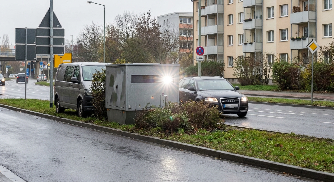 Jagd auf Raser: Halle setzt auf Tarnkappen‑Blitzer und erzielt wieder Millionen‑Einnahmen