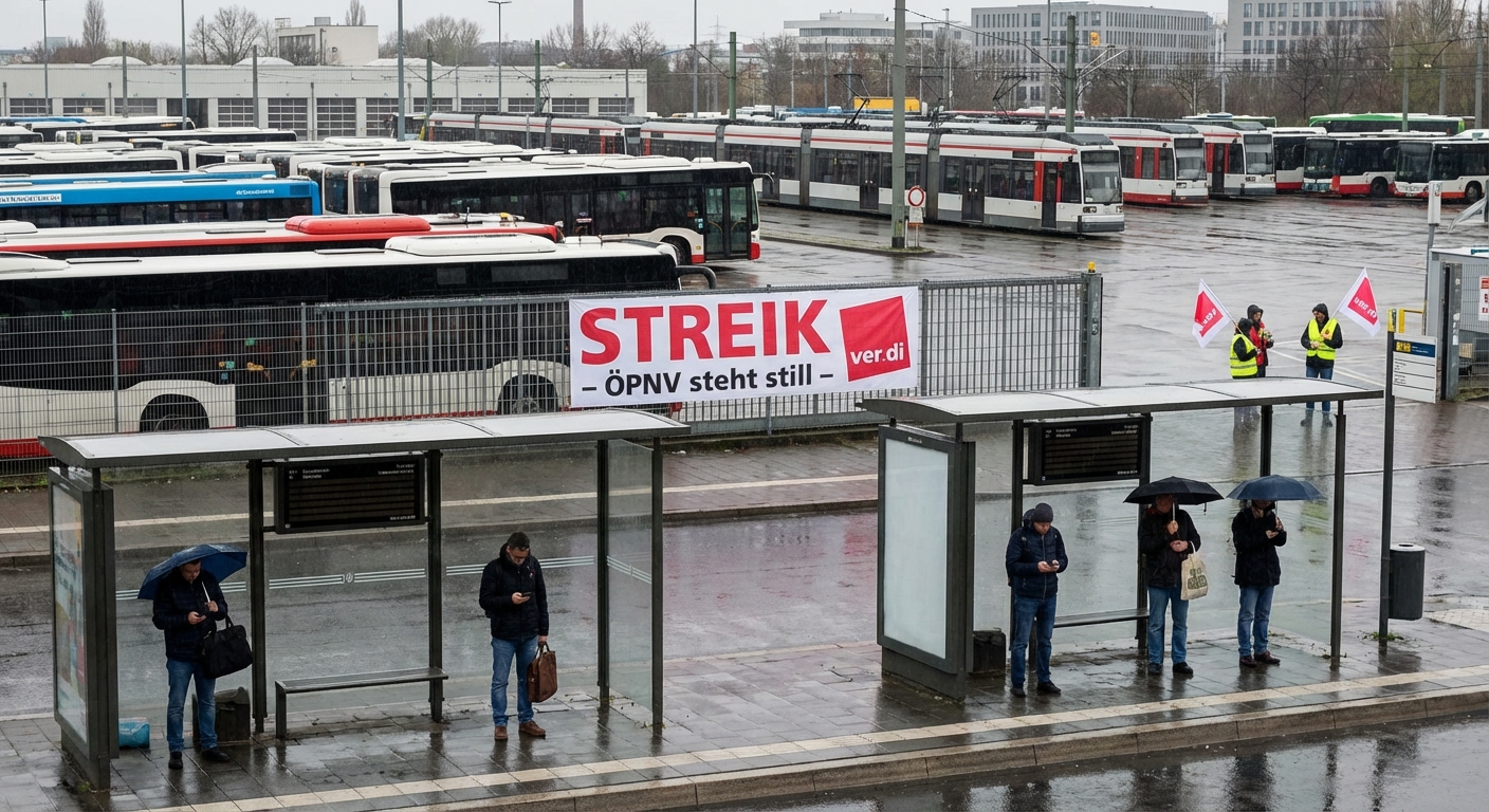ÖPNV kommt vielerorts zum Erliegen: Verdi-Warnstreik legt Busse und Straßenbahnen am Montag still
