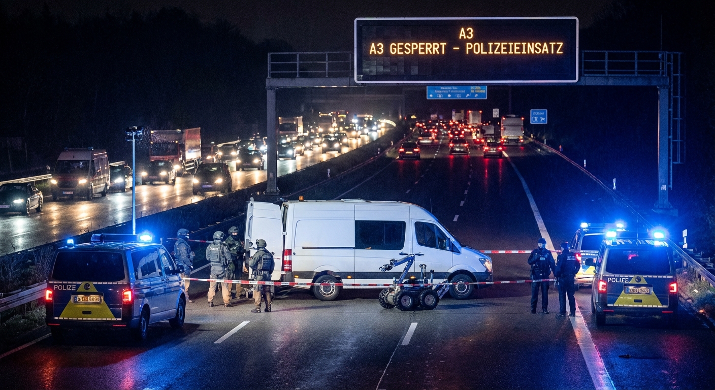 Sprengstoffverdacht auf der A3: Kontrolle löst Sperrung und kontrollierte Sprengung aus