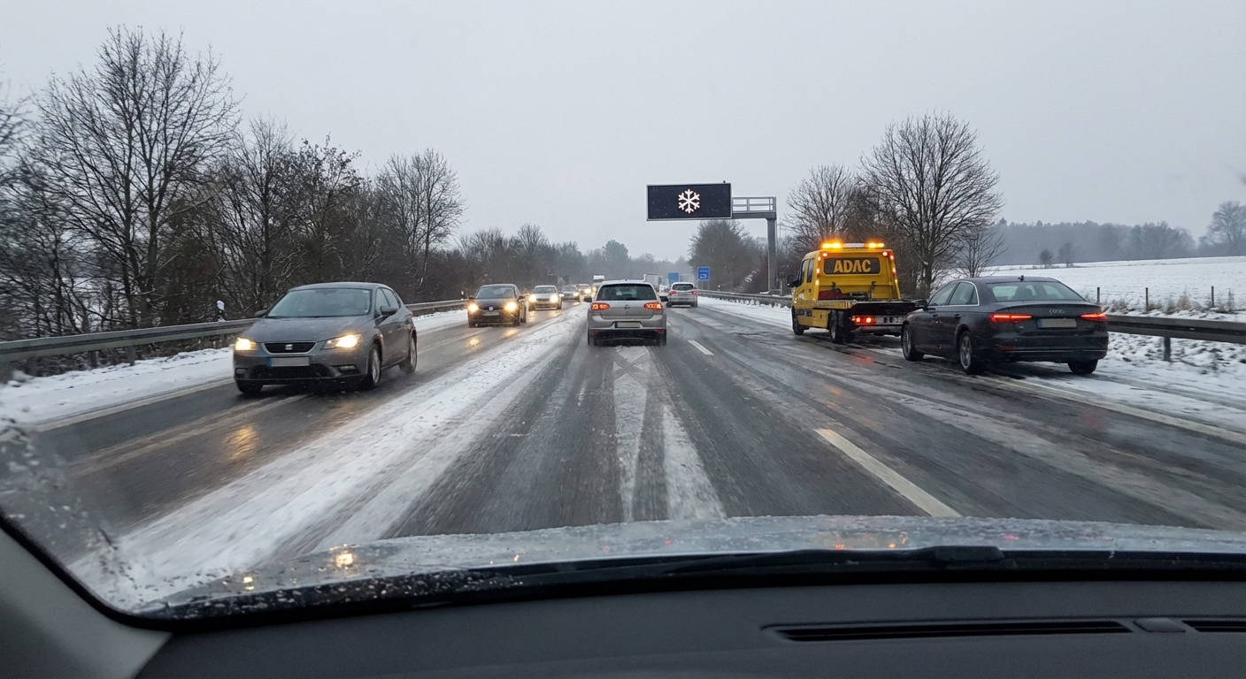 Zum Wochenanfang hohe Glättegefahr auf Deutschlands Straßen!